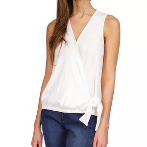 Sleeveless Wrap Tie Top - White